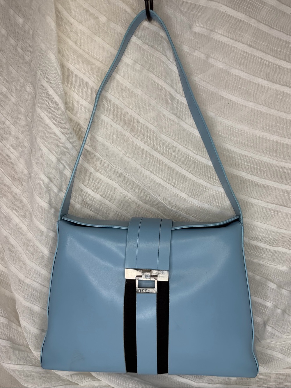 Vintage Via Borgospesso Milano Powder Blue Shoulder Bag Y2K Italian Minimalist